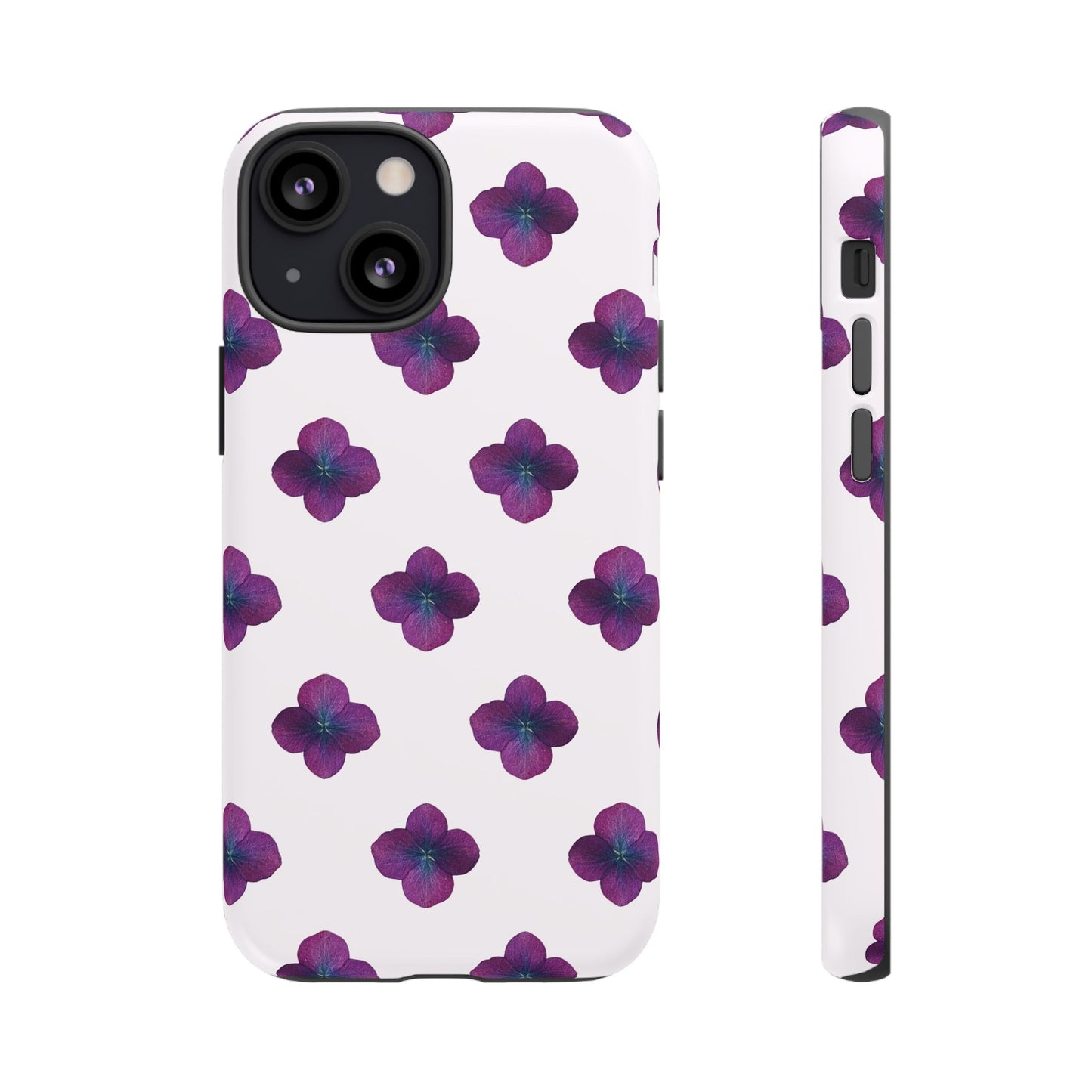 Coque Téléphone Samsung, iPhone & Google Pixel Renforcée Mate – Design Floral Epuré Fleurs de Hortensia sur Fond Blanc Perlé | Protection Antichoc | Idée Cadeau Anniversaire