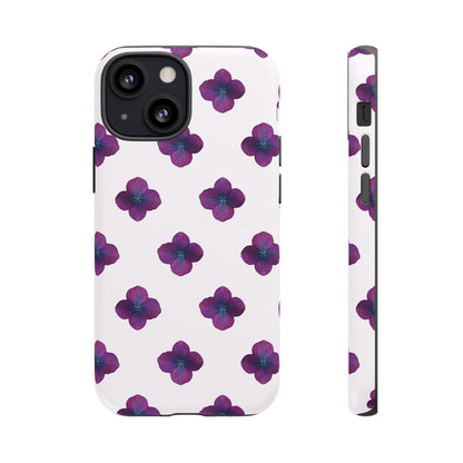 Coque Téléphone Samsung, iPhone & Google Pixel Renforcée Mate – Design Floral Epuré Fleurs de Hortensia sur Fond Blanc Perlé | Protection Antichoc | Idée Cadeau Anniversaire