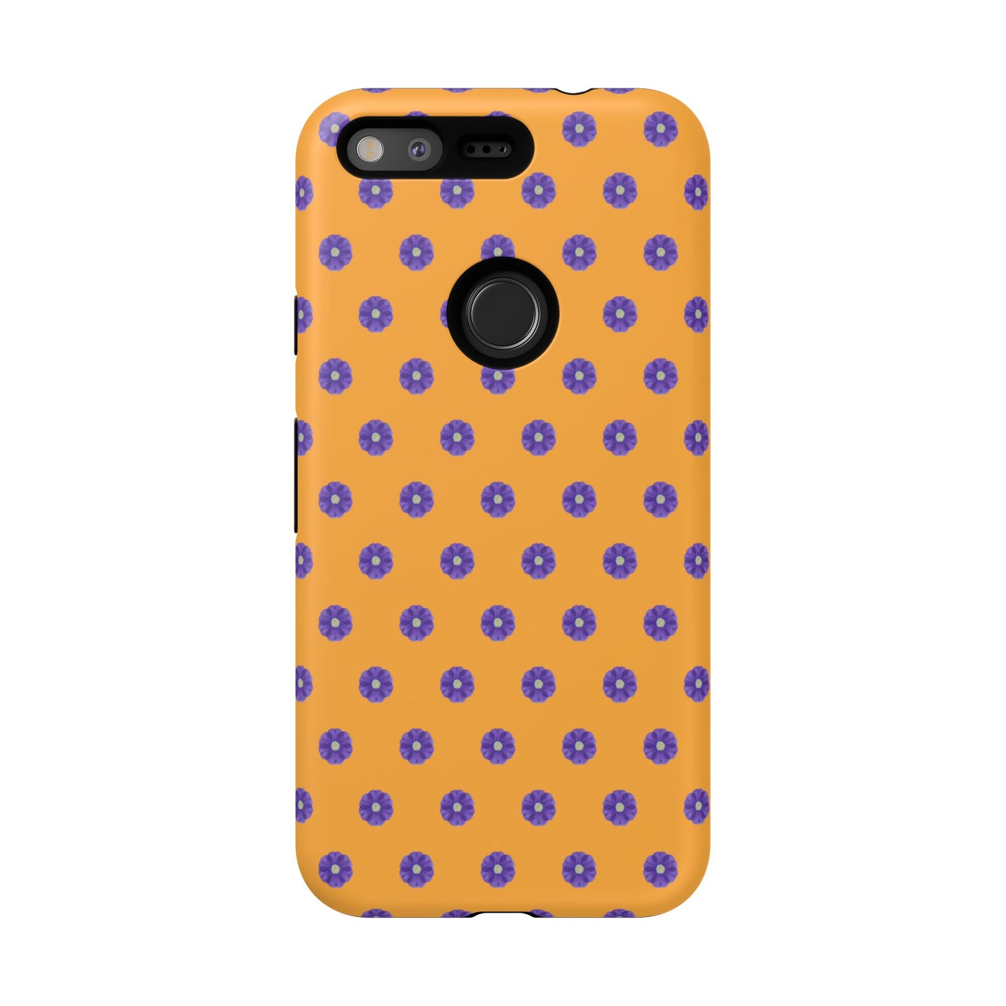 Coque Téléphone Samsung, iPhone & Google Pixel Renforcée Mate – Design Botanique Epuré Fleurs de Primevère sur Fond Ambre | Protection Antichoc | Idée Cadeau Femme