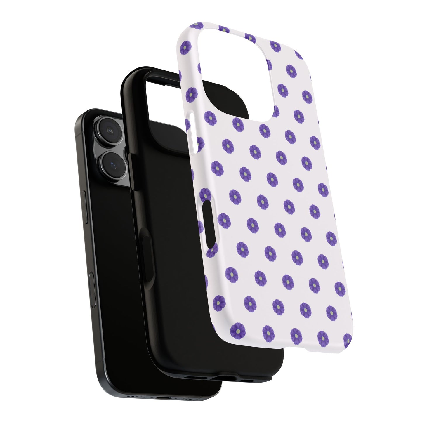 Coque Téléphone Samsung, iPhone & Google Pixel Renforcée Mate – Design Botanique Epuré Fleurs de Primevère sur Fond Blanc Perlé | Protection Antichoc | Idée Cadeau Femme
