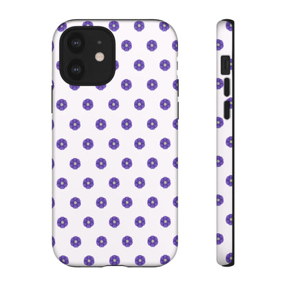 Coque Téléphone Samsung, iPhone & Google Pixel Renforcée Mate – Design Botanique Epuré Fleurs de Primevère sur Fond Blanc Perlé | Protection Antichoc | Idée Cadeau Femme