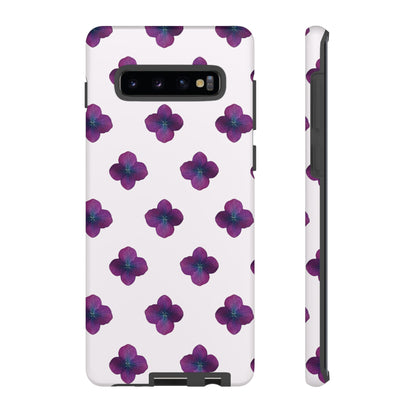 Coque Téléphone Samsung, iPhone & Google Pixel Renforcée Mate – Design Floral Epuré Fleurs de Hortensia sur Fond Blanc Perlé | Protection Antichoc | Idée Cadeau Anniversaire