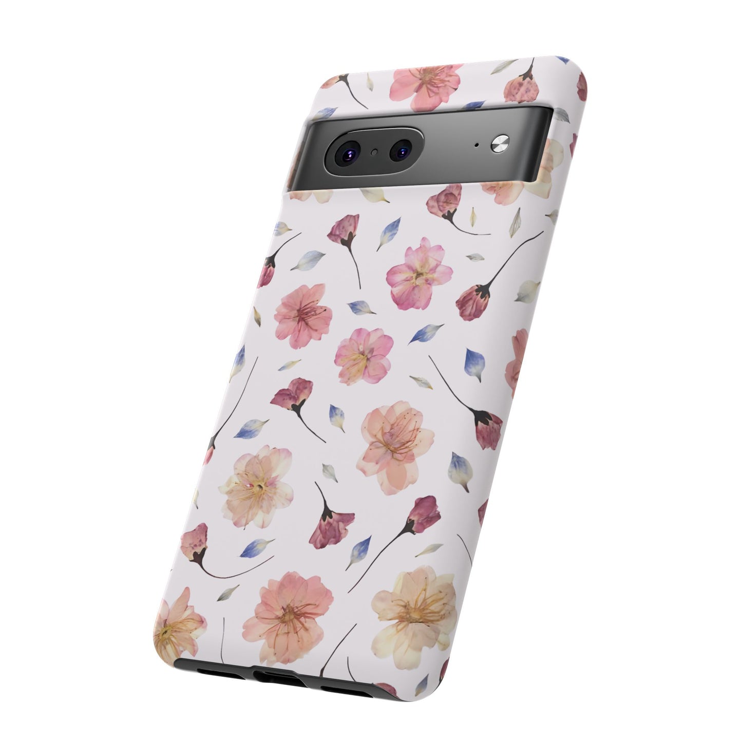 Coque Téléphone Samsung, iPhone & Google Pixel Renforcée Mate – Design Floral Fleurs de Cerisier sur Fond Blanc Poudré | Protection Antichoc | Idée Cadeau Femme