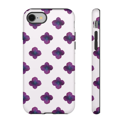 Coque Téléphone Samsung, iPhone & Google Pixel Renforcée Mate – Design Floral Epuré Fleurs de Hortensia sur Fond Blanc Perlé | Protection Antichoc | Idée Cadeau Anniversaire