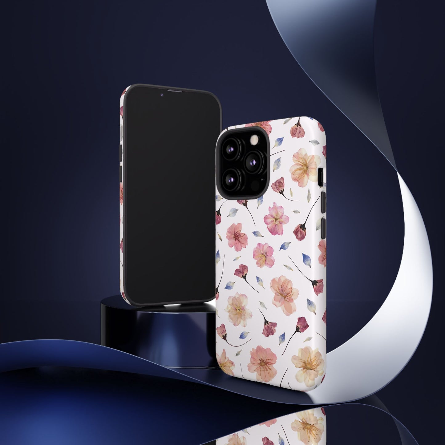 Coque Téléphone Samsung, iPhone & Google Pixel Renforcée Mate – Design Floral Fleurs de Cerisier sur Fond Blanc Poudré | Protection Antichoc | Idée Cadeau Femme