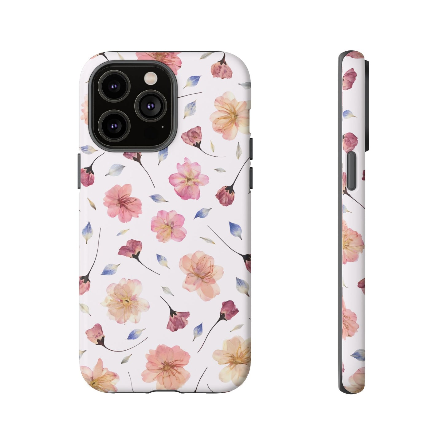 Coque Téléphone Samsung, iPhone & Google Pixel Renforcée Mate – Design Floral Fleurs de Cerisier sur Fond Blanc Poudré | Protection Antichoc | Idée Cadeau Femme