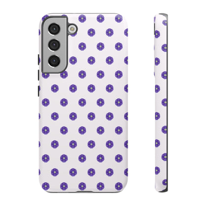 Coque Téléphone Samsung, iPhone & Google Pixel Renforcée Mate – Design Botanique Epuré Fleurs de Primevère sur Fond Blanc Perlé | Protection Antichoc | Idée Cadeau Femme