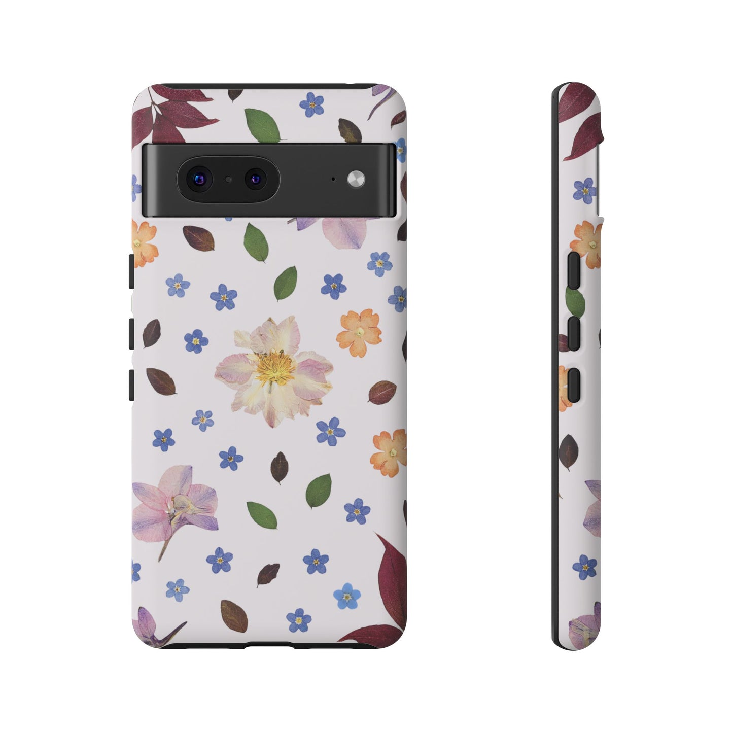 Coque Téléphone Samsung, iPhone & Google Pixel Renforcée Mate – Design Floral Féminin sur Fond Blanc Perlé | Protection Antichoc | Idée Cadeau Anniverssaire
