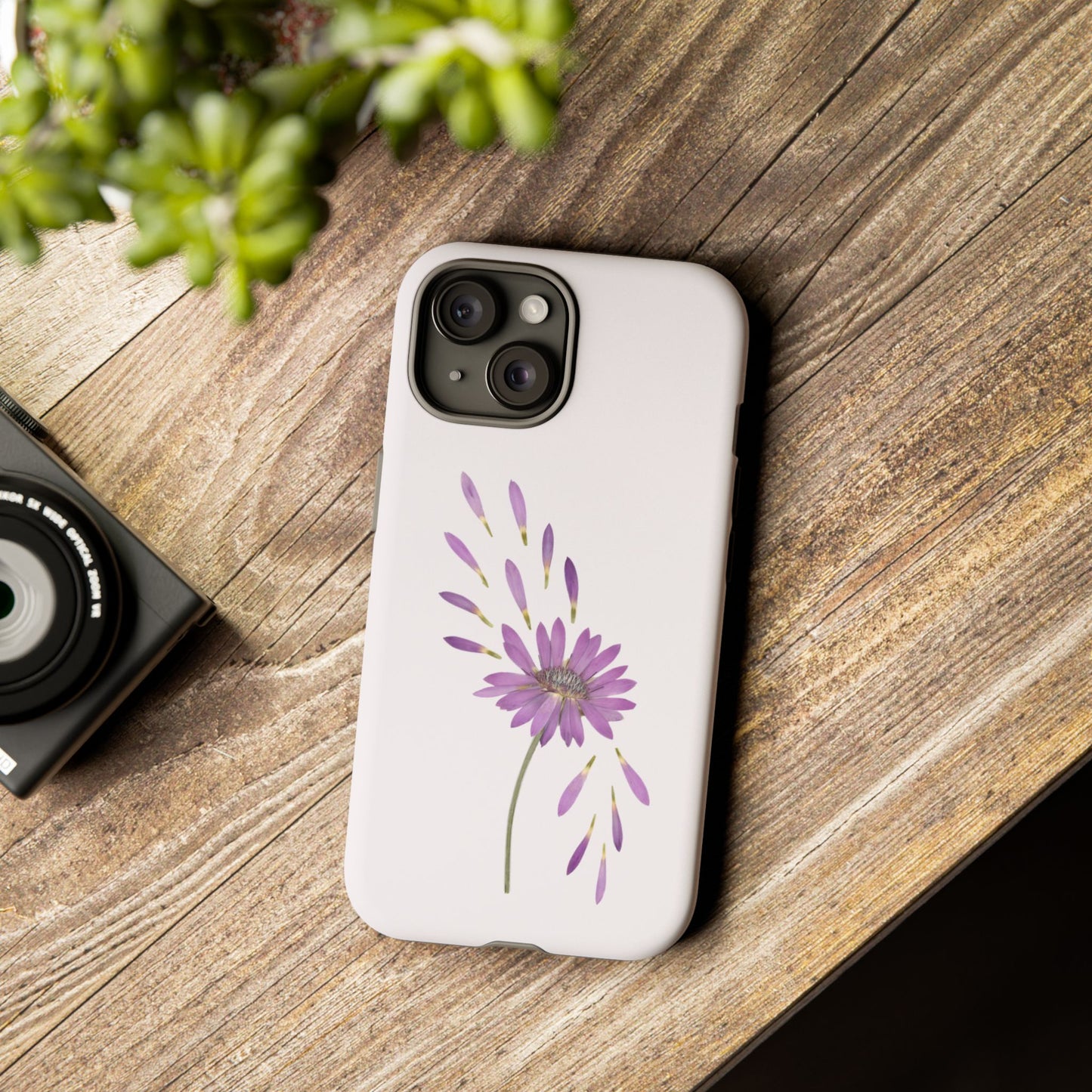Coque Téléphone Samsung, iPhone & Google Pixel Renforcée Mate – Design Floral Epuré sur Fond Blanc Perlé | Protection Antichoc | Idée Cadeau Femme