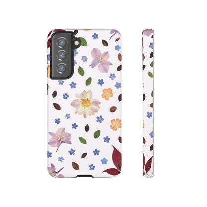 Coque Téléphone Samsung, iPhone & Google Pixel Renforcée Mate – Design Floral Féminin sur Fond Blanc Perlé | Protection Antichoc | Idée Cadeau Anniverssaire
