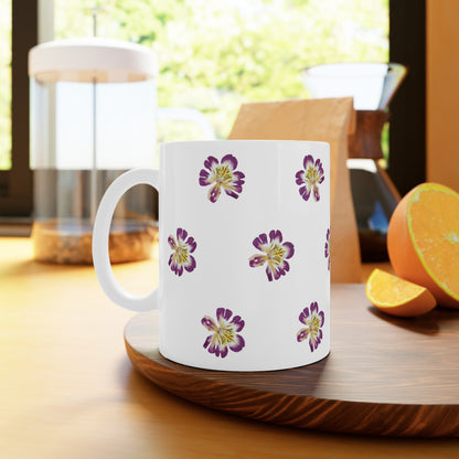 Mug Céramique Botanique - Orchidées Paysannes | Tasse Florale Blanche 325ml – Idée Cadeau Amateurs de Fleurs & Déco Florale