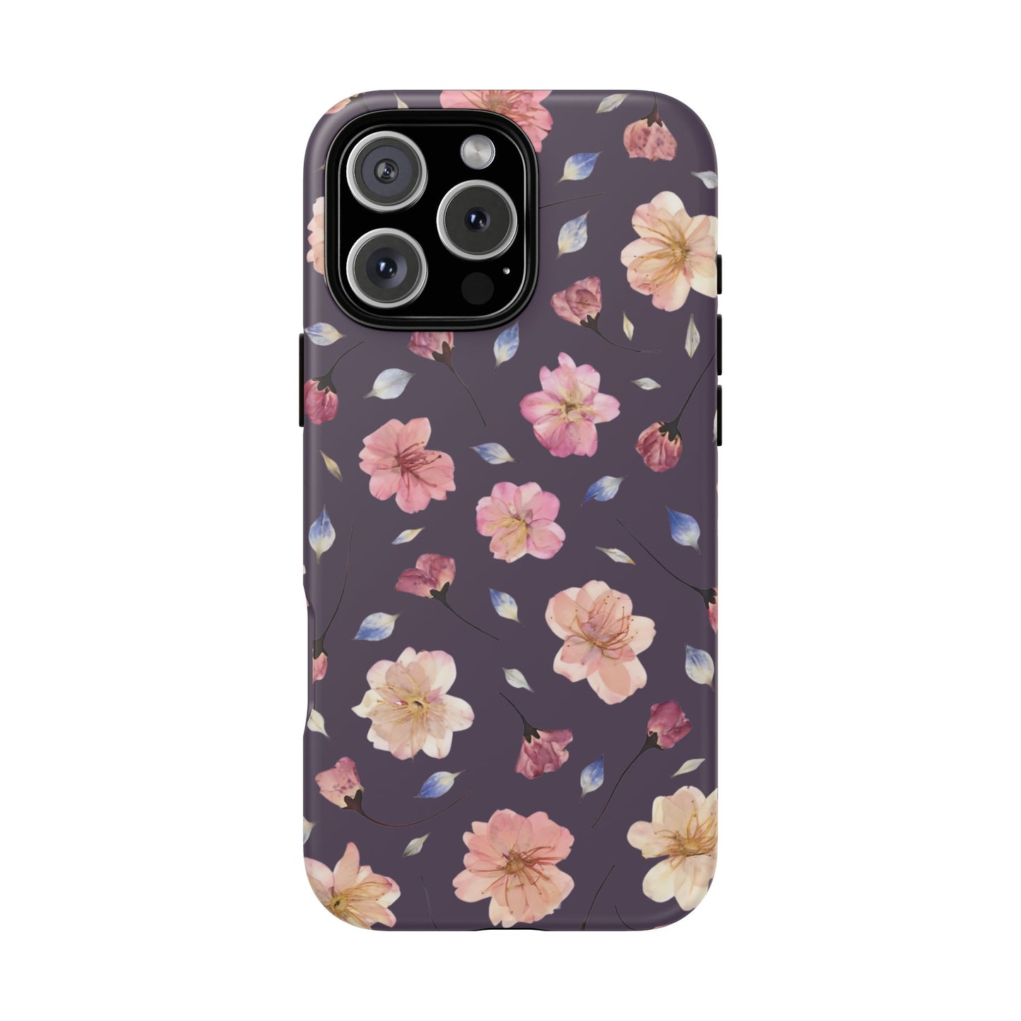 Coque Téléphone Samsung, iPhone & Google Pixel Renforcée Mate – Design Floral Fleurs de Cerisier sur Fond Couleur Prune | Protection Antichoc | Idée Cadeau Femme