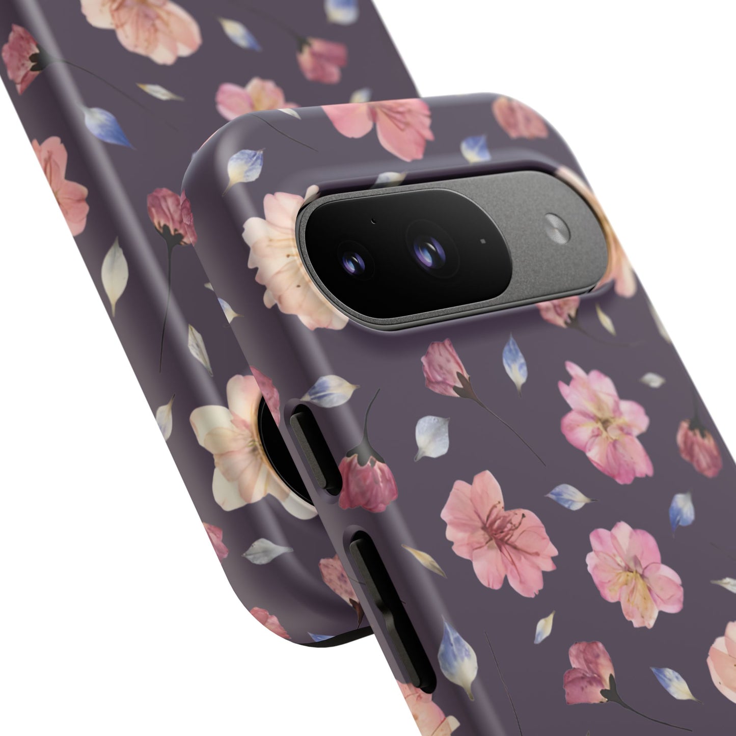 Coque Téléphone Samsung, iPhone & Google Pixel Renforcée Mate – Design Floral Fleurs de Cerisier sur Fond Couleur Prune | Protection Antichoc | Idée Cadeau Femme