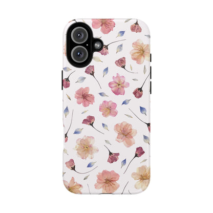 Coque Téléphone Samsung, iPhone & Google Pixel Renforcée Mate – Design Floral Fleurs de Cerisier sur Fond Blanc Poudré | Protection Antichoc | Idée Cadeau Femme