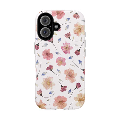 Coque Téléphone Samsung, iPhone & Google Pixel Renforcée Mate – Design Floral Fleurs de Cerisier sur Fond Blanc Poudré | Protection Antichoc | Idée Cadeau Femme