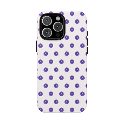 Coque Téléphone Samsung, iPhone & Google Pixel Renforcée Mate – Design Botanique Epuré Fleurs de Primevère sur Fond Blanc Perlé | Protection Antichoc | Idée Cadeau Femme
