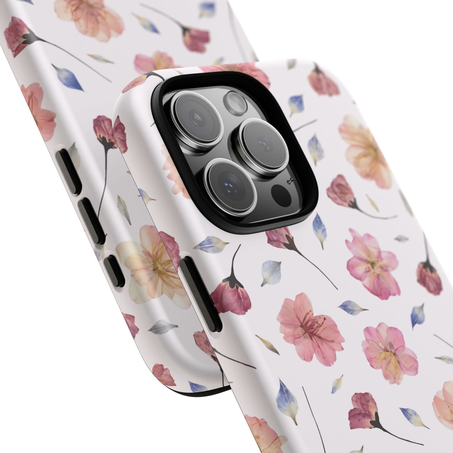 Coque Téléphone Samsung, iPhone & Google Pixel Renforcée Mate – Design Floral Fleurs de Cerisier sur Fond Blanc Poudré | Protection Antichoc | Idée Cadeau Femme
