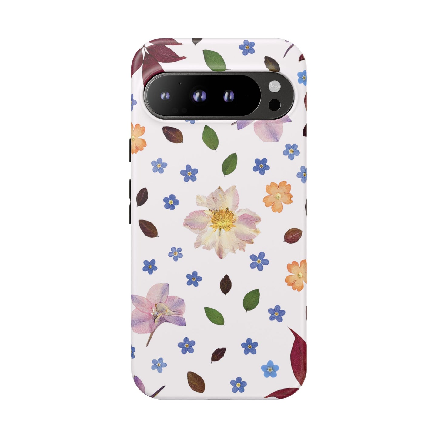 Coque Téléphone Samsung, iPhone & Google Pixel Renforcée Mate – Design Floral Féminin sur Fond Blanc Perlé | Protection Antichoc | Idée Cadeau Anniverssaire