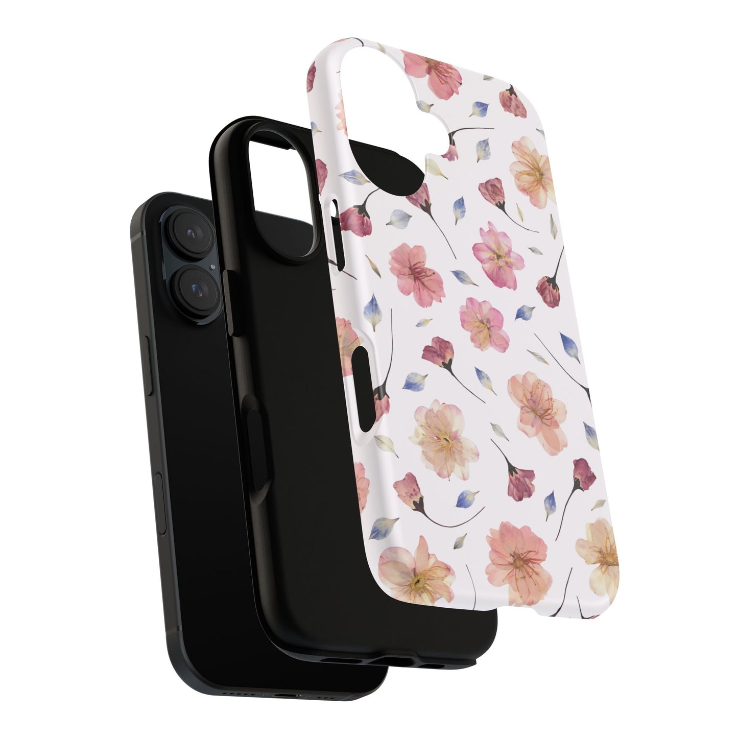 Coque Téléphone Samsung, iPhone & Google Pixel Renforcée Mate – Design Floral Fleurs de Cerisier sur Fond Blanc Poudré | Protection Antichoc | Idée Cadeau Femme