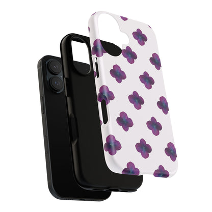 Coque Téléphone Samsung, iPhone & Google Pixel Renforcée Mate – Design Floral Epuré Fleurs de Hortensia sur Fond Blanc Perlé | Protection Antichoc | Idée Cadeau Anniversaire