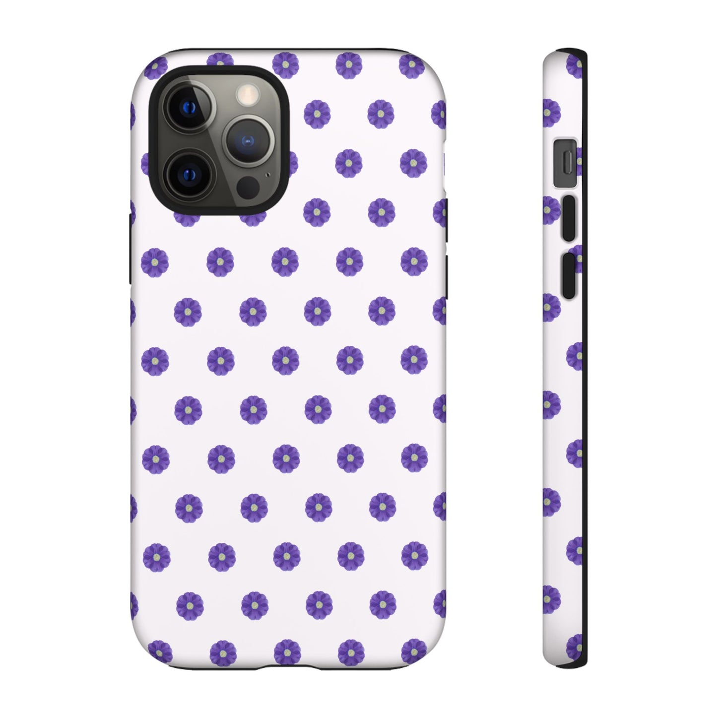 Coque Téléphone Samsung, iPhone & Google Pixel Renforcée Mate – Design Botanique Epuré Fleurs de Primevère sur Fond Blanc Perlé | Protection Antichoc | Idée Cadeau Femme