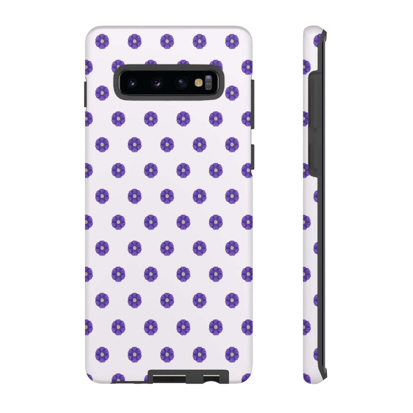 Coque Téléphone Samsung, iPhone & Google Pixel Renforcée Mate – Design Botanique Epuré Fleurs de Primevère sur Fond Blanc Perlé | Protection Antichoc | Idée Cadeau Femme