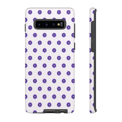 Coque Téléphone Samsung, iPhone & Google Pixel Renforcée Mate – Design Botanique Epuré Fleurs de Primevère sur Fond Blanc Perlé | Protection Antichoc | Idée Cadeau Femme