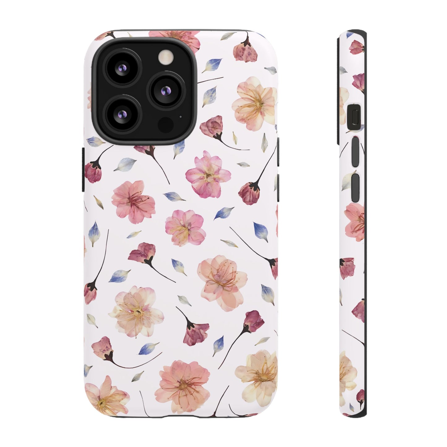Coque Téléphone Samsung, iPhone & Google Pixel Renforcée Mate – Design Floral Fleurs de Cerisier sur Fond Blanc Poudré | Protection Antichoc | Idée Cadeau Femme