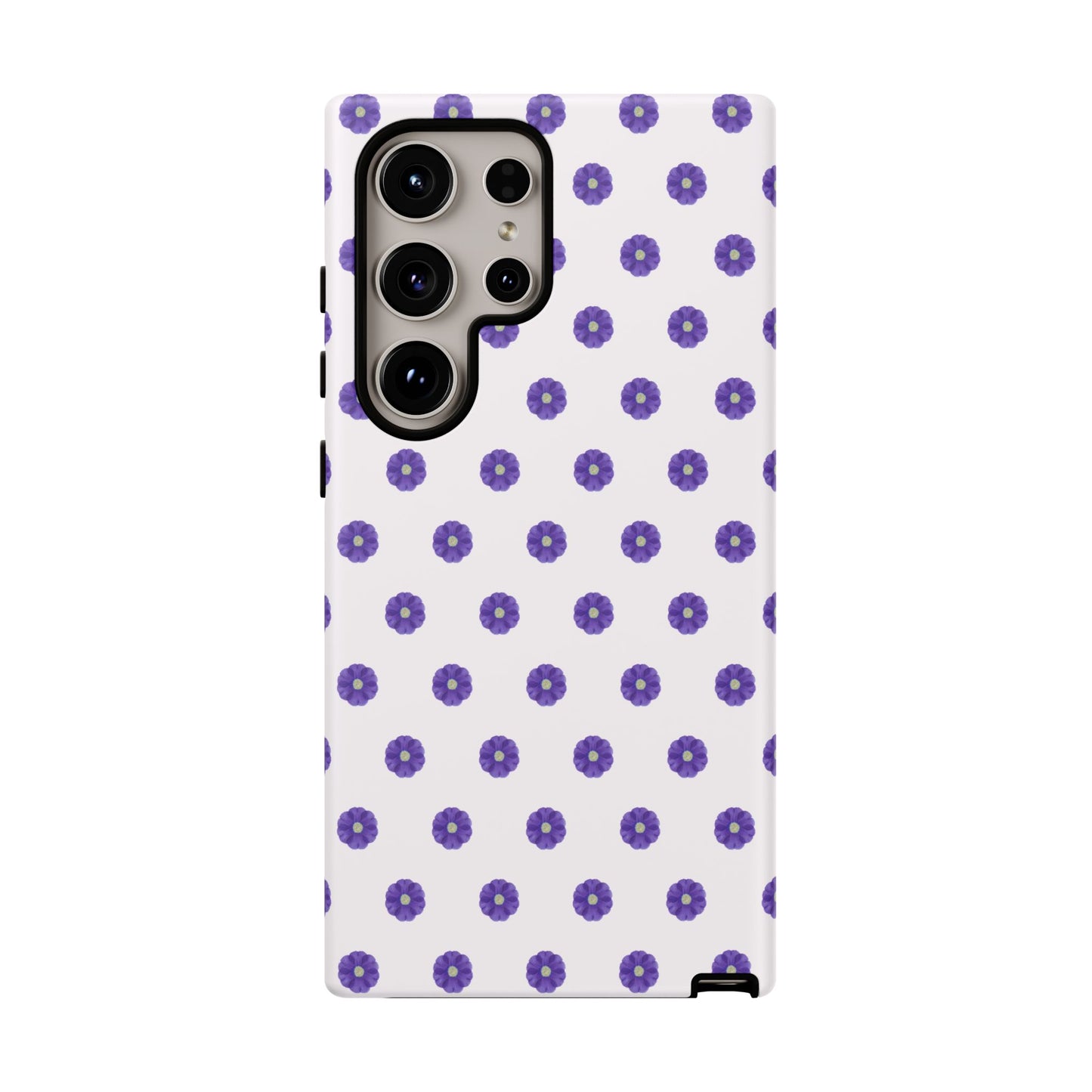 Coque Téléphone Samsung, iPhone & Google Pixel Renforcée Mate – Design Botanique Epuré Fleurs de Primevère sur Fond Blanc Perlé | Protection Antichoc | Idée Cadeau Femme