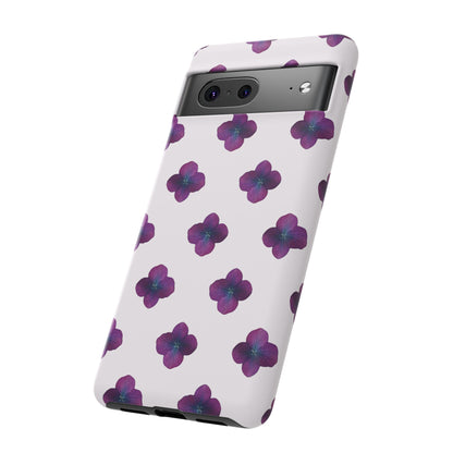 Coque Téléphone Samsung, iPhone & Google Pixel Renforcée Mate – Design Floral Epuré Fleurs de Hortensia sur Fond Blanc Perlé | Protection Antichoc | Idée Cadeau Anniversaire