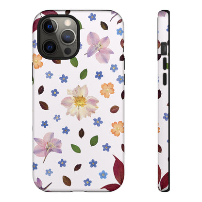 Coque Téléphone Samsung, iPhone & Google Pixel Renforcée Mate – Design Floral Féminin sur Fond Blanc Perlé | Protection Antichoc | Idée Cadeau Anniverssaire