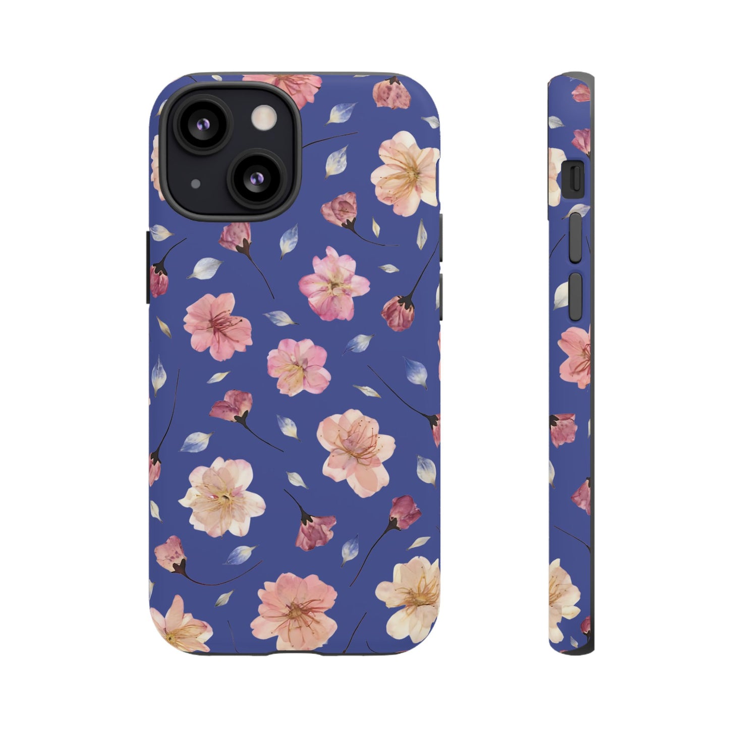 Coque Téléphone Samsung, iPhone & Google Pixel Renforcée Mate – Design Floral Fleurs de Cerisier sur Fond Bleu Encre | Protection Antichoc | Idée Cadeau Pour Elle