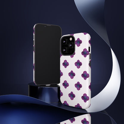 Coque Téléphone Samsung, iPhone & Google Pixel Renforcée Mate – Design Floral Epuré Fleurs de Hortensia sur Fond Blanc Perlé | Protection Antichoc | Idée Cadeau Anniversaire