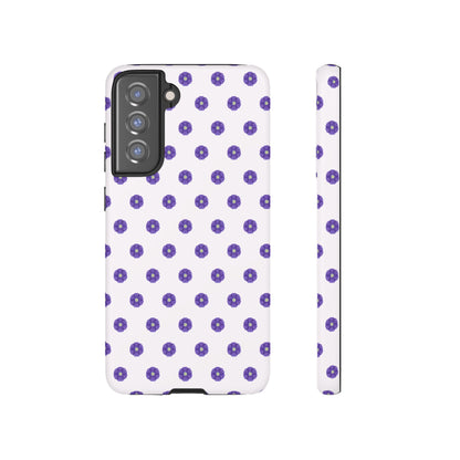 Coque Téléphone Samsung, iPhone & Google Pixel Renforcée Mate – Design Botanique Epuré Fleurs de Primevère sur Fond Blanc Perlé | Protection Antichoc | Idée Cadeau Femme