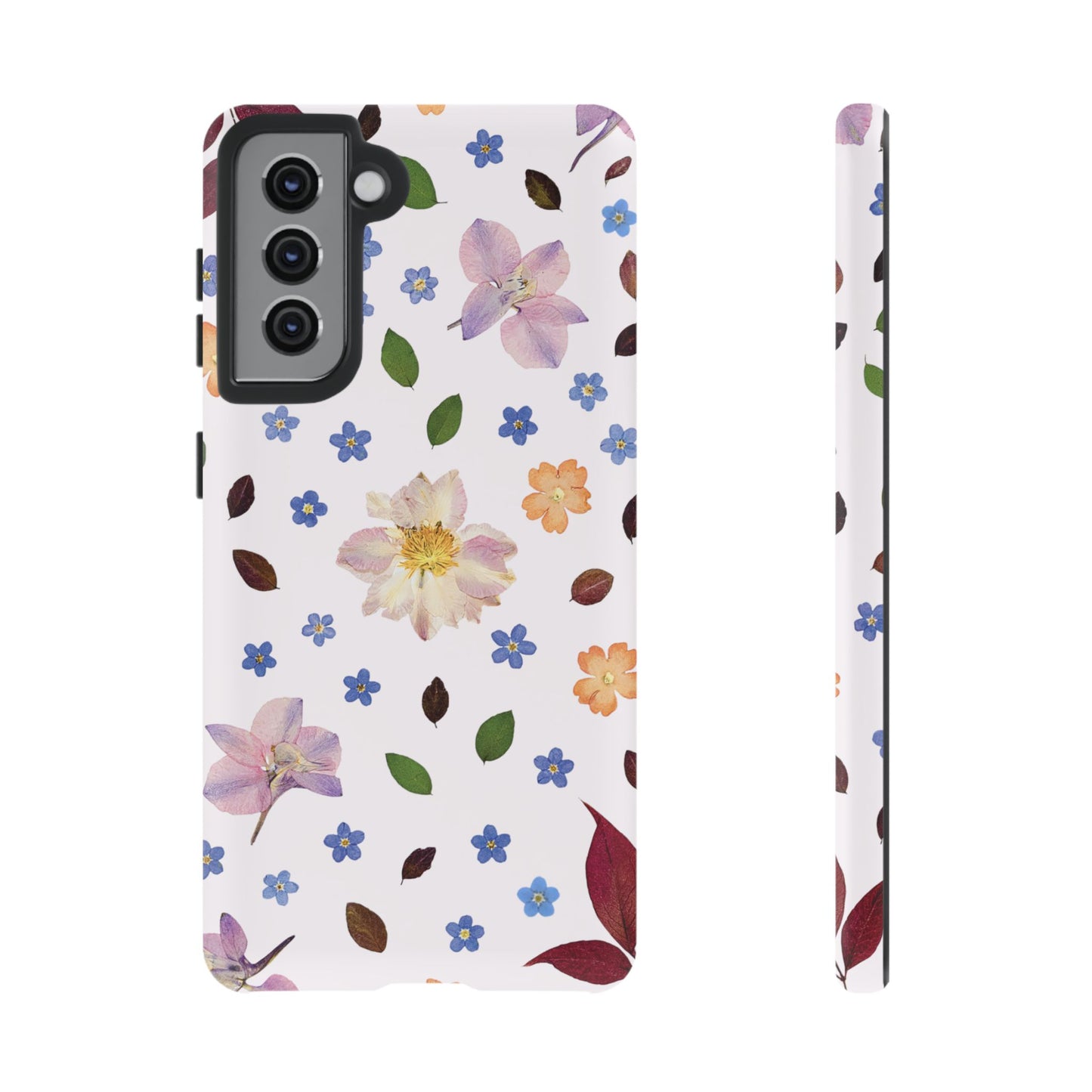 Coque Téléphone Samsung, iPhone & Google Pixel Renforcée Mate – Design Floral Féminin sur Fond Blanc Perlé | Protection Antichoc | Idée Cadeau Anniverssaire