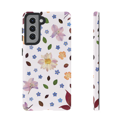 Coque Téléphone Samsung, iPhone & Google Pixel Renforcée Mate – Design Floral Féminin sur Fond Blanc Perlé | Protection Antichoc | Idée Cadeau Anniverssaire