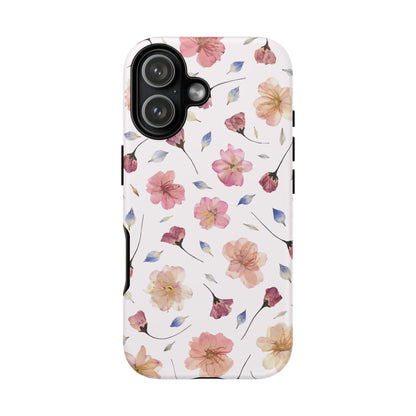 Coque Téléphone Samsung, iPhone & Google Pixel Renforcée Mate – Design Floral Fleurs de Cerisier sur Fond Blanc Poudré | Protection Antichoc | Idée Cadeau Femme