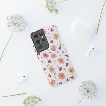Coque Téléphone Samsung, iPhone & Google Pixel Renforcée Mate – Design Floral Fleurs de Cerisier sur Fond Blanc Poudré | Protection Antichoc | Idée Cadeau Femme