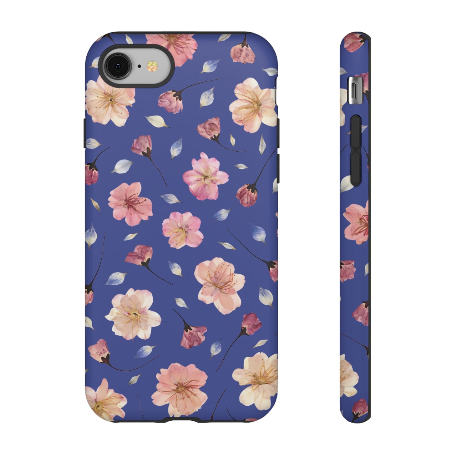 Coque Téléphone Samsung, iPhone & Google Pixel Renforcée Mate – Design Floral Fleurs de Cerisier sur Fond Bleu Encre | Protection Antichoc | Idée Cadeau Pour Elle