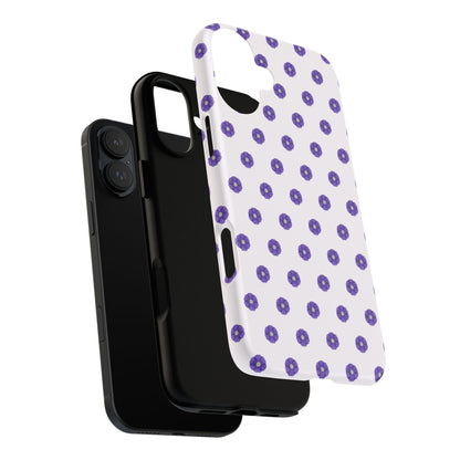 Coque Téléphone Samsung, iPhone & Google Pixel Renforcée Mate – Design Botanique Epuré Fleurs de Primevère sur Fond Blanc Perlé | Protection Antichoc | Idée Cadeau Femme