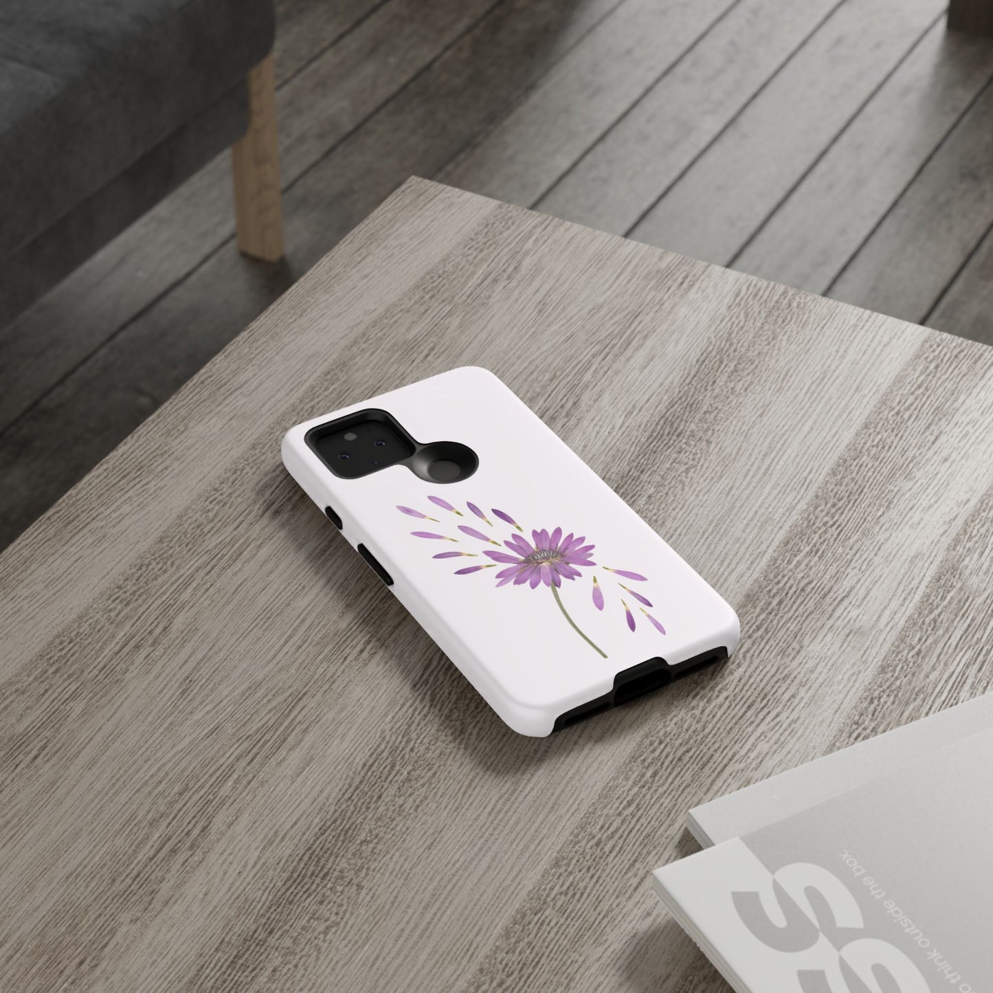 Coque Téléphone Samsung, iPhone & Google Pixel Renforcée Mate – Design Floral Epuré sur Fond Blanc Perlé | Protection Antichoc | Idée Cadeau Femme