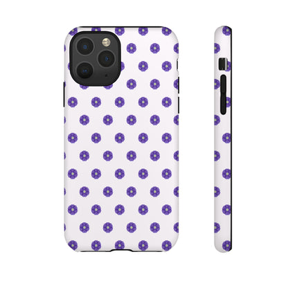 Coque Téléphone Samsung, iPhone & Google Pixel Renforcée Mate – Design Botanique Epuré Fleurs de Primevère sur Fond Blanc Perlé | Protection Antichoc | Idée Cadeau Femme