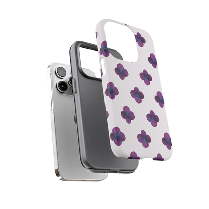 Coque Téléphone Samsung, iPhone & Google Pixel Renforcée Mate – Design Floral Epuré Fleurs de Hortensia sur Fond Blanc Perlé | Protection Antichoc | Idée Cadeau Anniversaire