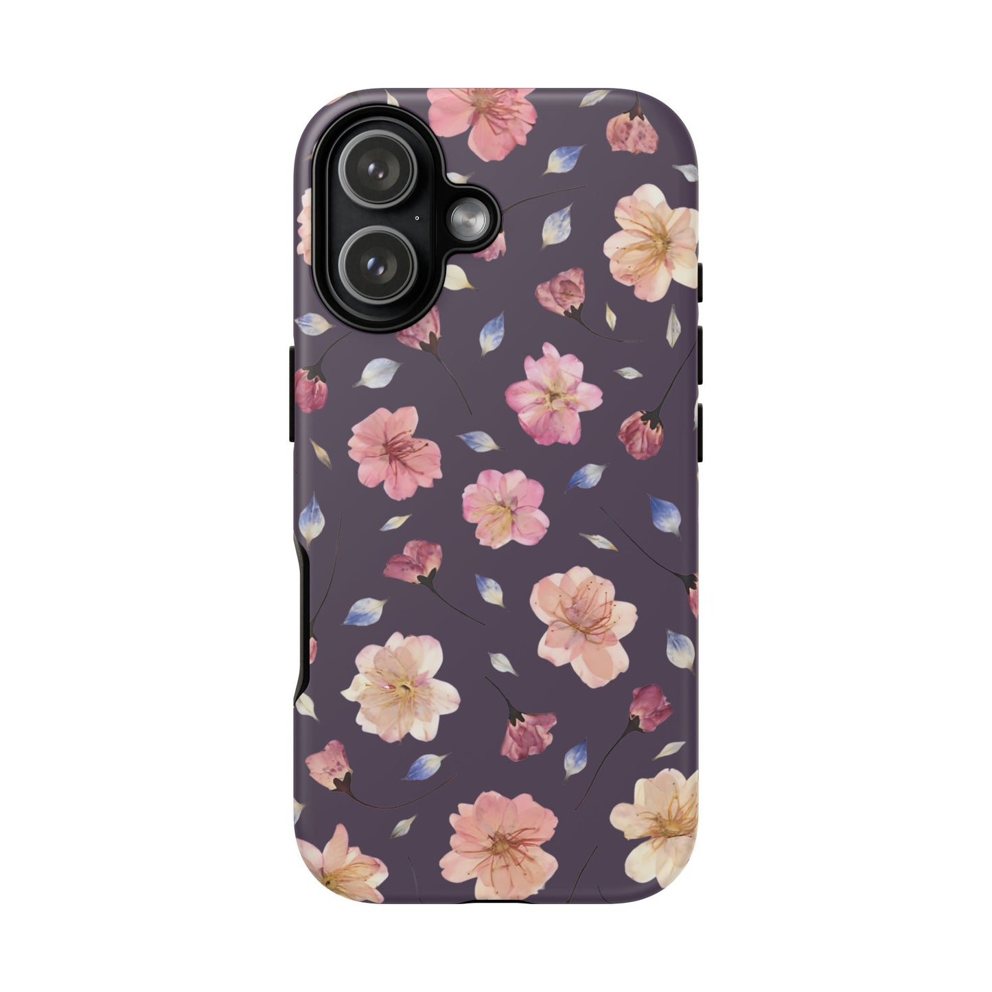 Coque Téléphone Samsung, iPhone & Google Pixel Renforcée Mate – Design Floral Fleurs de Cerisier sur Fond Couleur Prune | Protection Antichoc | Idée Cadeau Femme