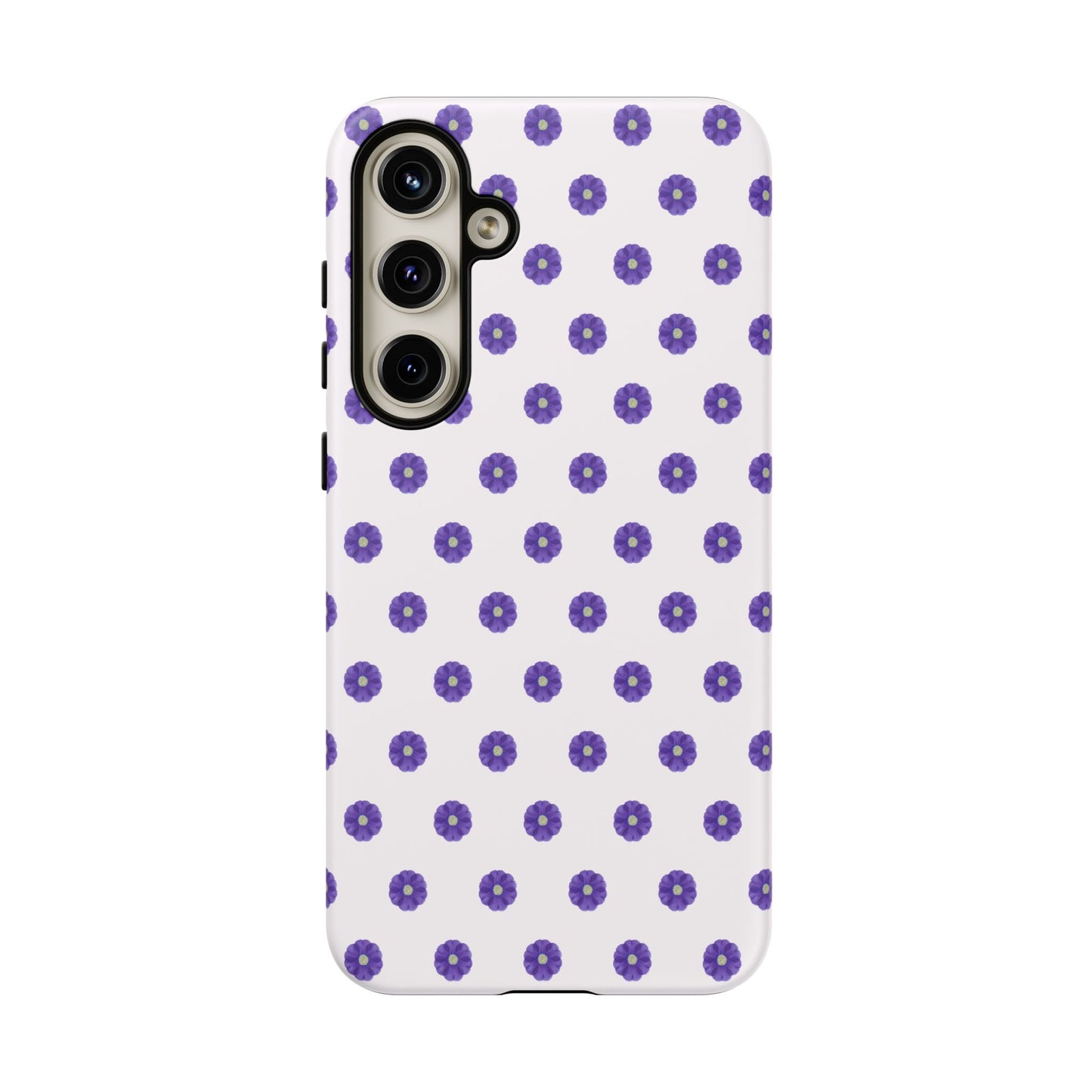 Coque Téléphone Samsung, iPhone & Google Pixel Renforcée Mate – Design Botanique Epuré Fleurs de Primevère sur Fond Blanc Perlé | Protection Antichoc | Idée Cadeau Femme