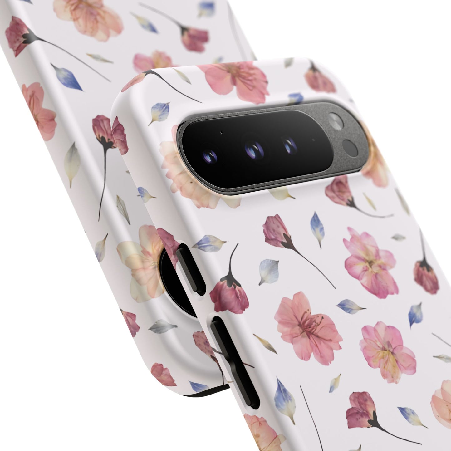 Coque Téléphone Samsung, iPhone & Google Pixel Renforcée Mate – Design Floral Fleurs de Cerisier sur Fond Blanc Poudré | Protection Antichoc | Idée Cadeau Femme