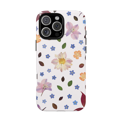 Coque Téléphone Samsung, iPhone & Google Pixel Renforcée Mate – Design Floral Féminin sur Fond Blanc Perlé | Protection Antichoc | Idée Cadeau Anniverssaire