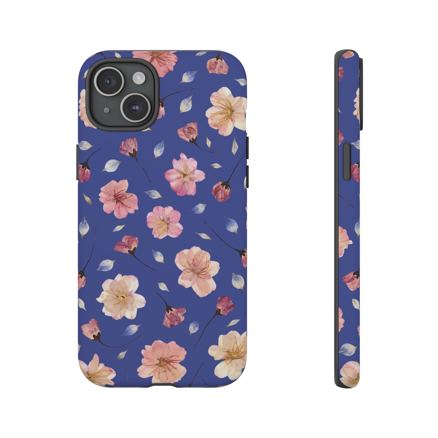 Coque Téléphone Samsung, iPhone & Google Pixel Renforcée Mate – Design Floral Fleurs de Cerisier sur Fond Bleu Encre | Protection Antichoc | Idée Cadeau Pour Elle