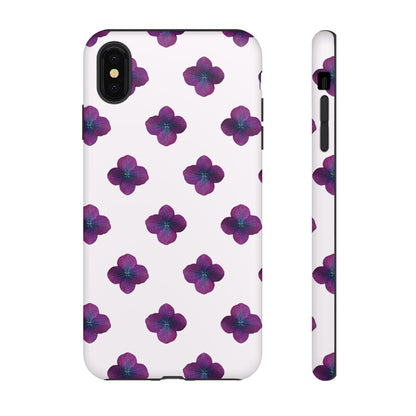 Coque Téléphone Samsung, iPhone & Google Pixel Renforcée Mate – Design Floral Epuré Fleurs de Hortensia sur Fond Blanc Perlé | Protection Antichoc | Idée Cadeau Anniversaire