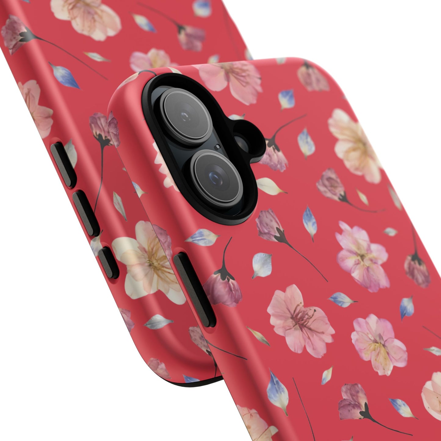 Coque Téléphone Samsung, iPhone & Google Pixel Renforcée Mate – Design Floral Fleurs de Cerisier sur Fond Rouge Féminin | Protection Antichoc | Idée Cadeau Femme